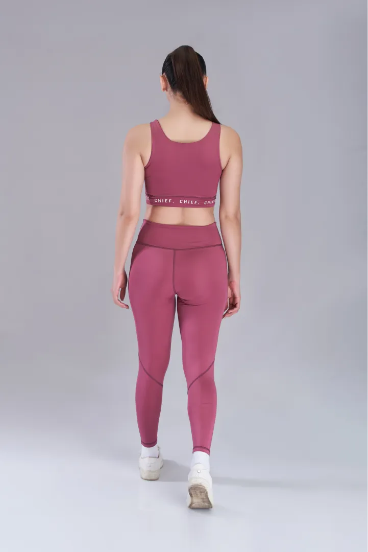 Plum Red Stride Sports Leggings