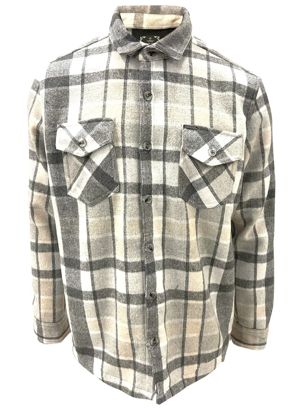 Point Zero Men's JERRY Fleece Lined Checkered Bonded Shacket - Chrome