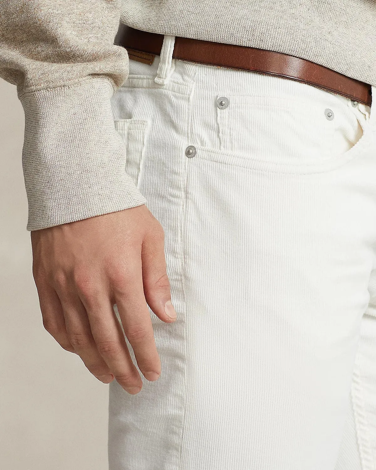 Polo Ralph Lauren Mens Sullivan Slim Fit Stretch Corduroy Pants White 36 x 32