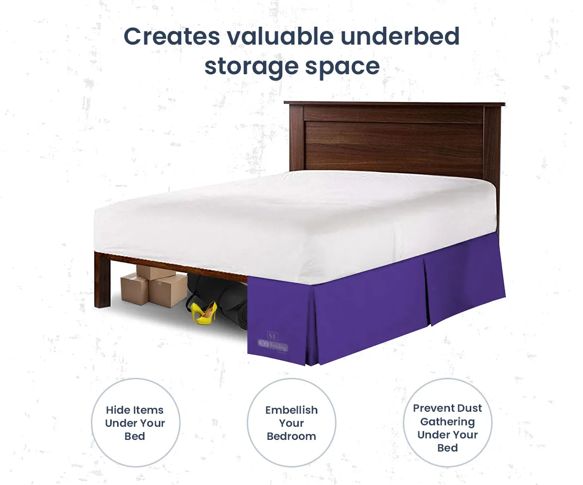 PURPLE PLEATED BED SKIRT