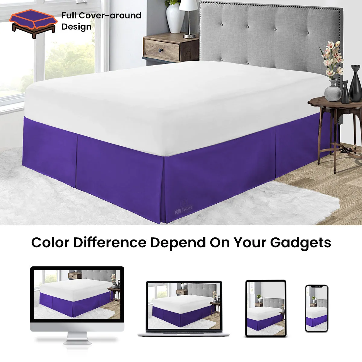 PURPLE PLEATED BED SKIRT