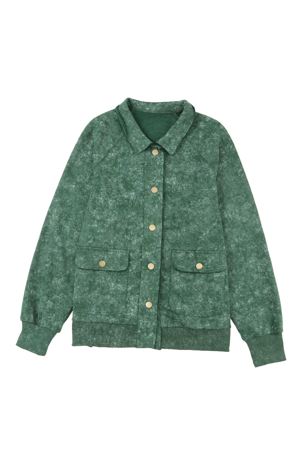 Red Vintage Washed Flap Pocket Button Shacket