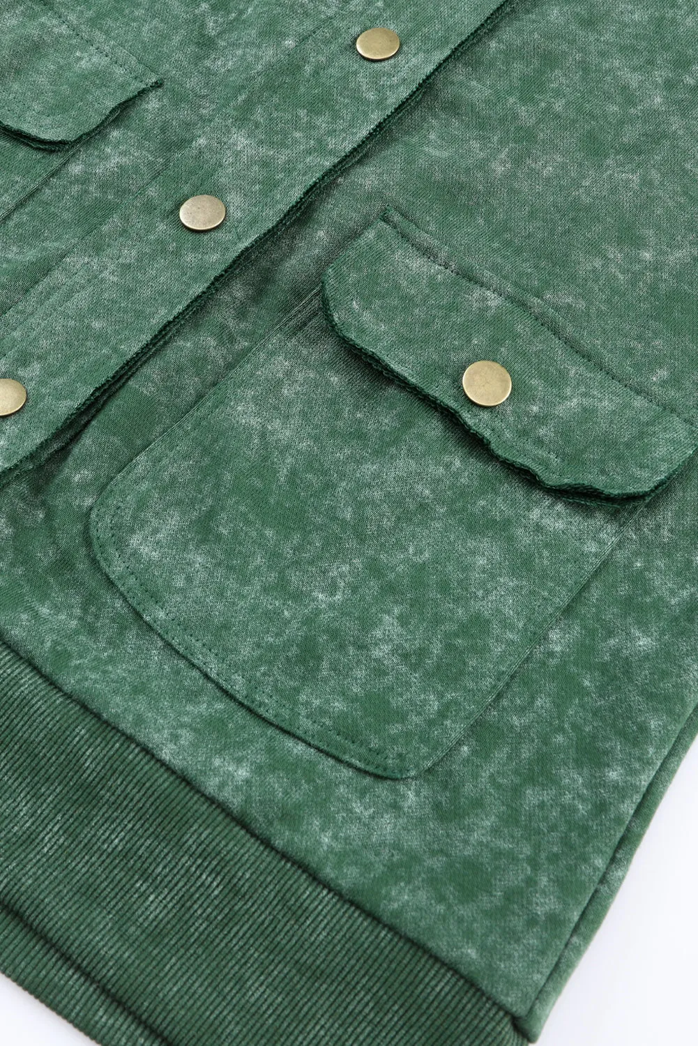 Red Vintage Washed Flap Pocket Button Shacket