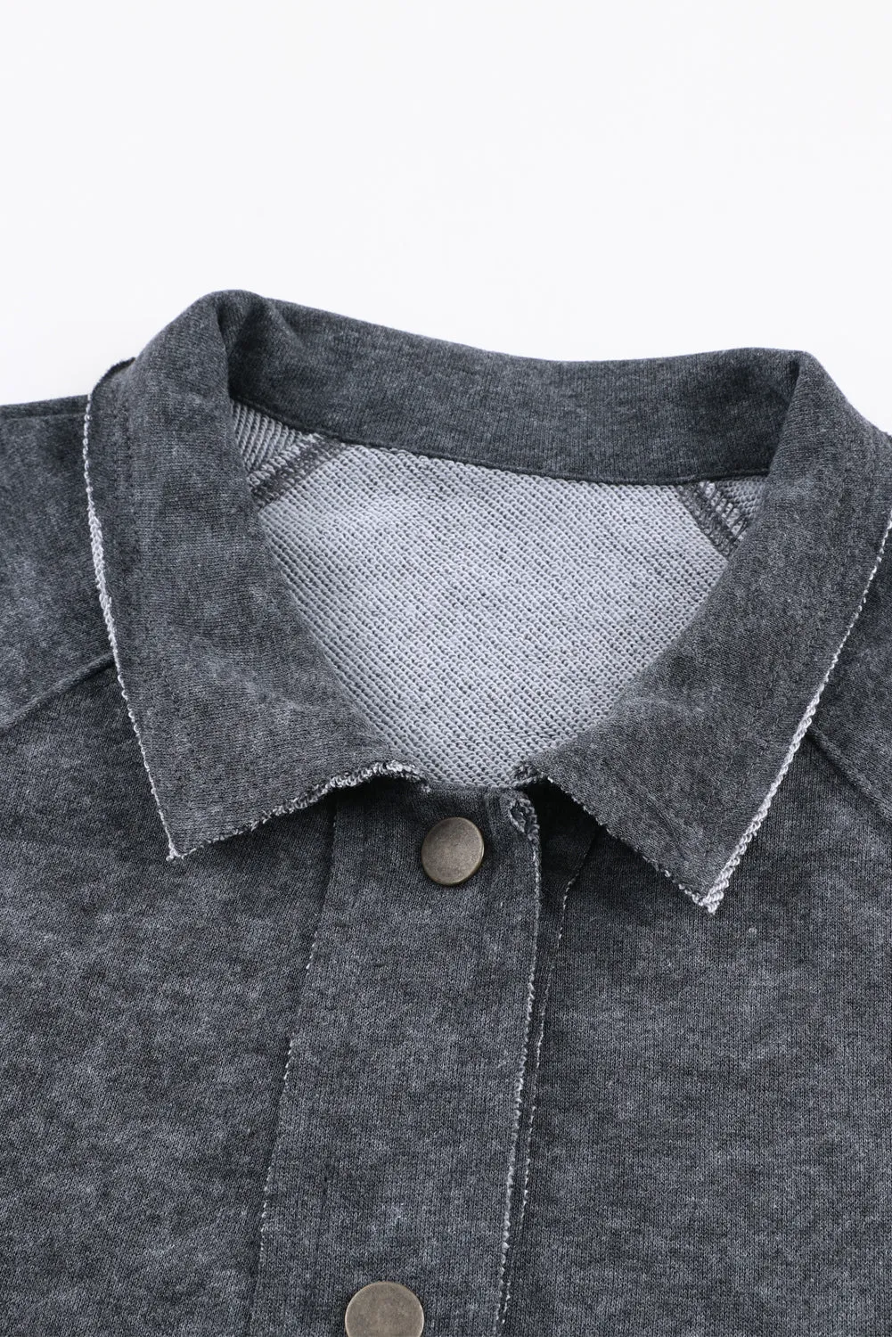 Red Vintage Washed Flap Pocket Button Shacket