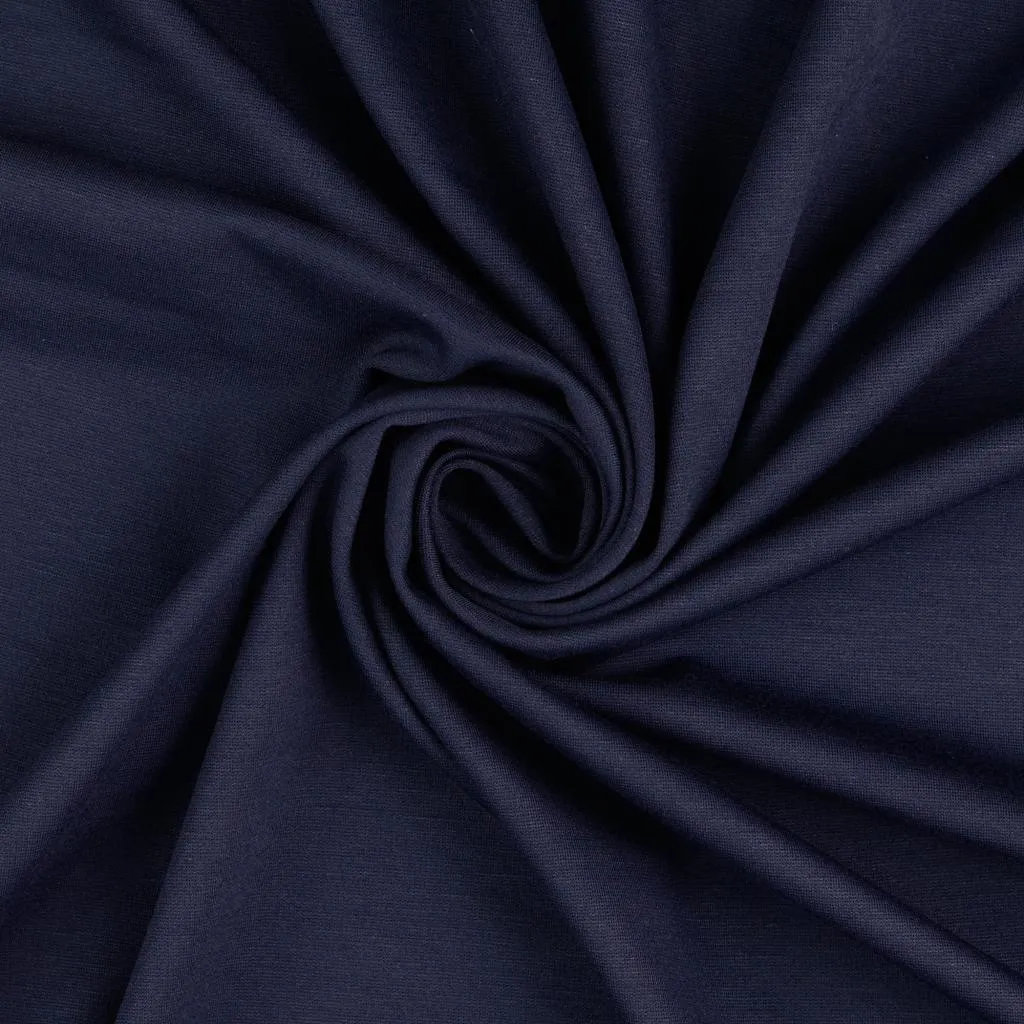 REMNANT 0.48 Metre - Navy Viscose Ponte Roma Double Knit Fabric