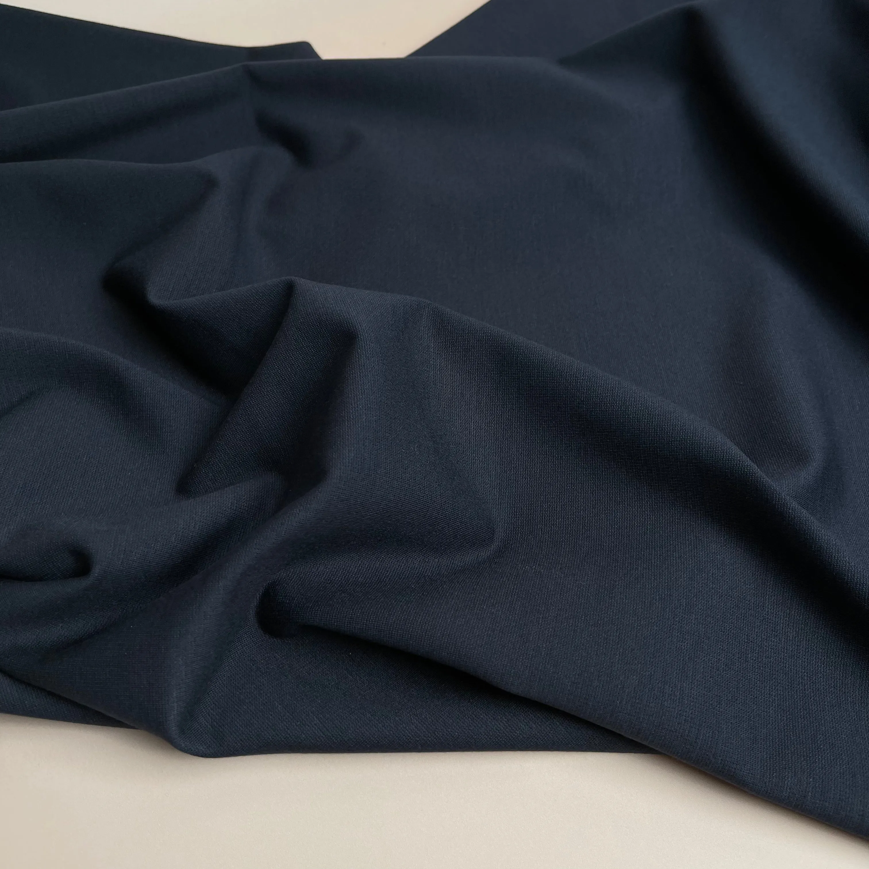REMNANT 0.48 Metre - Navy Viscose Ponte Roma Double Knit Fabric