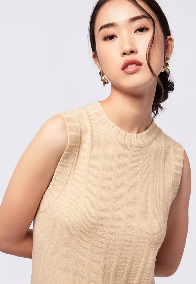 Round Neck Midi Dress with Side Slit