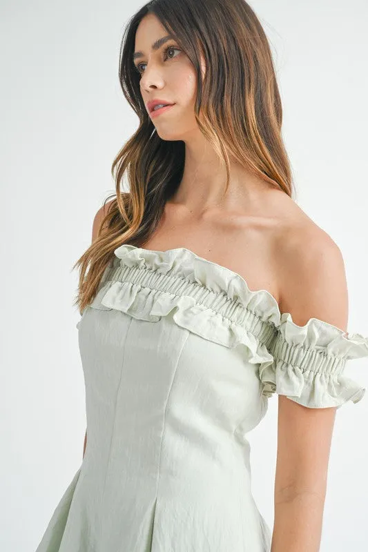 Ruffled Off The Shoulder Romper