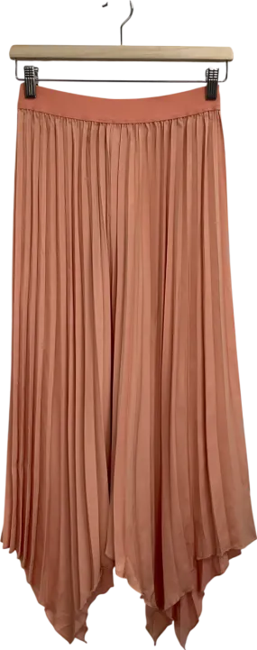 S Deer Orange Pleated Satin Skirt UK S
