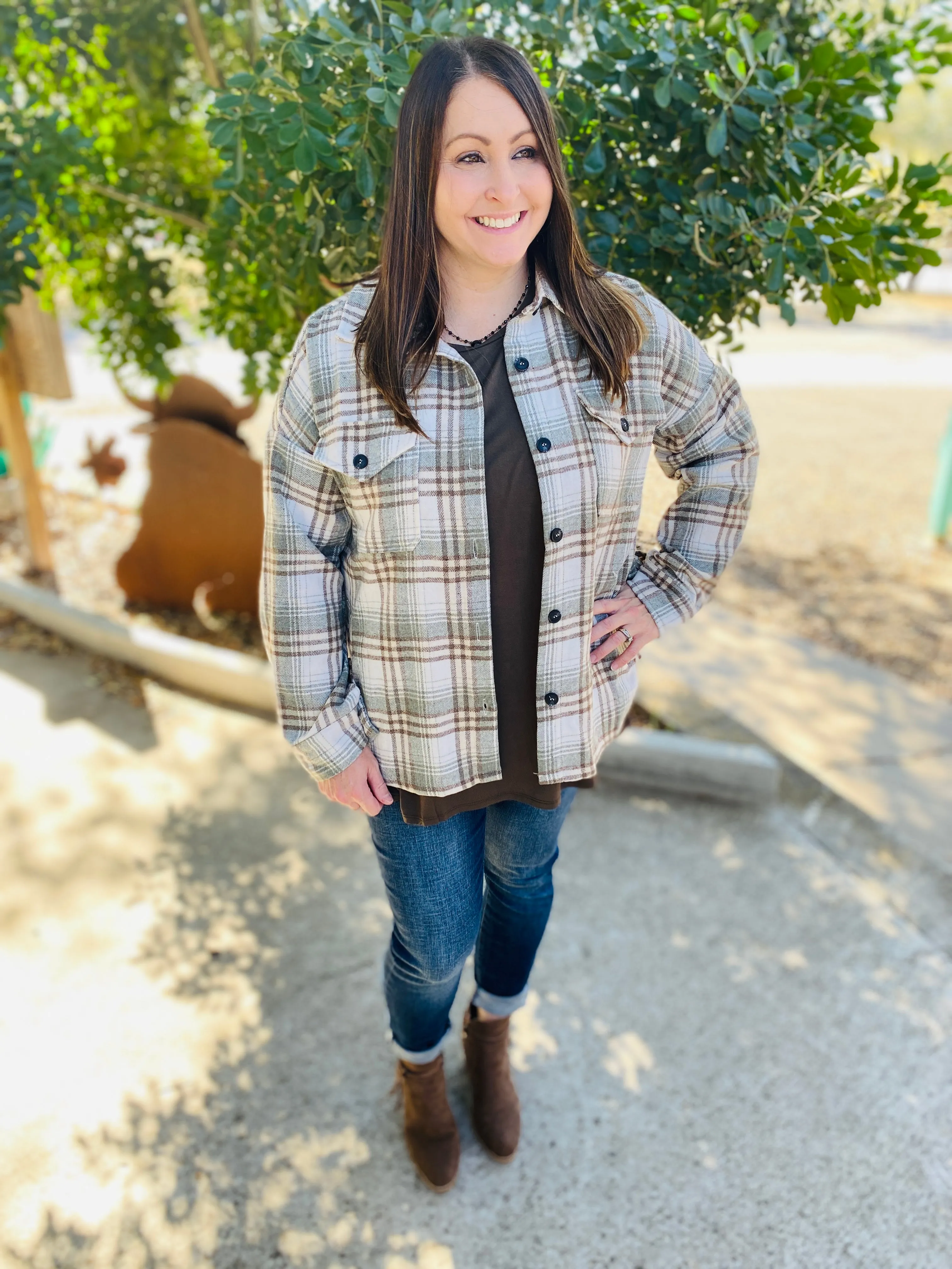 Sage Plaid Shacket