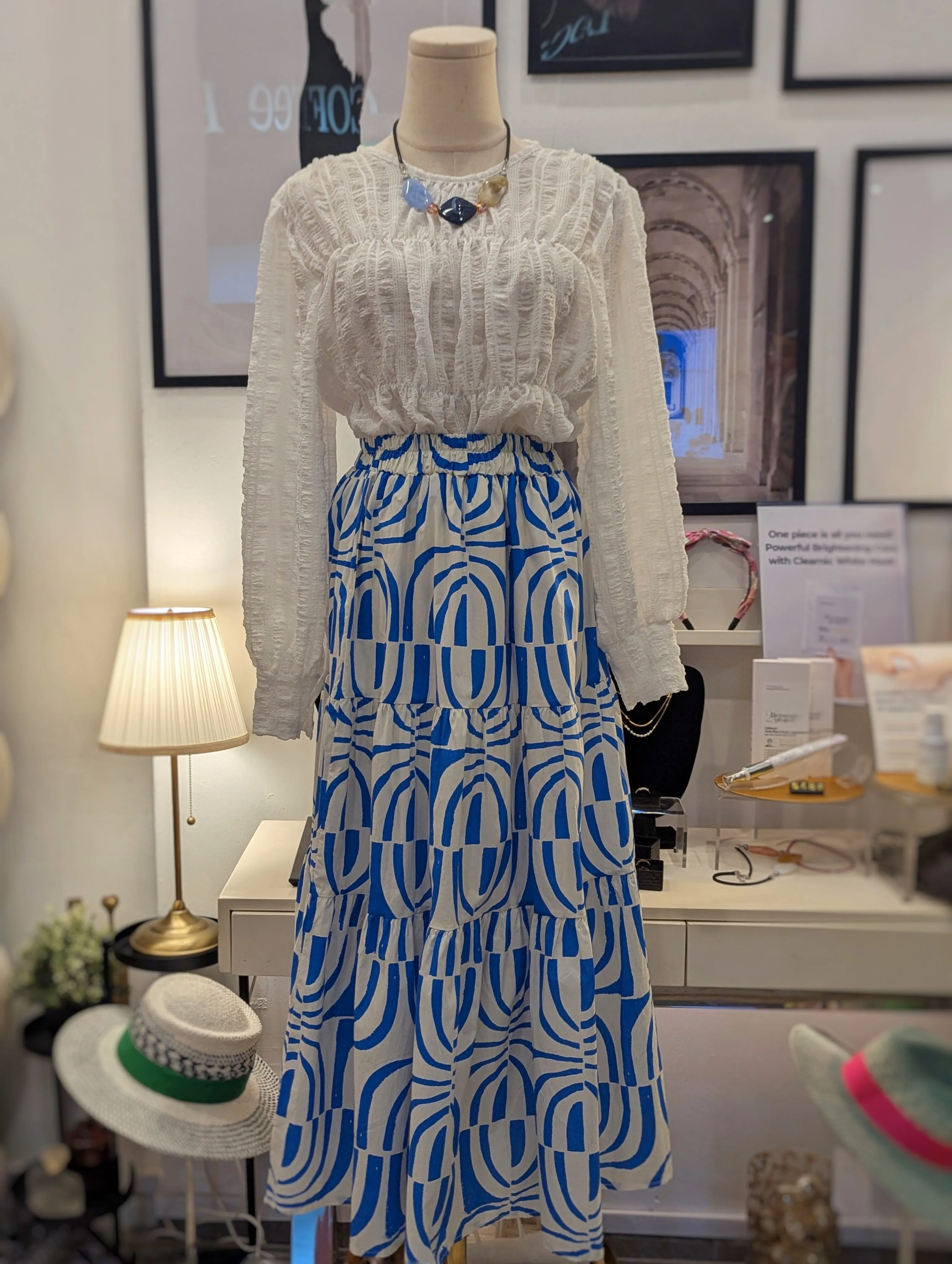 Santorini Banded Cotton Skirt