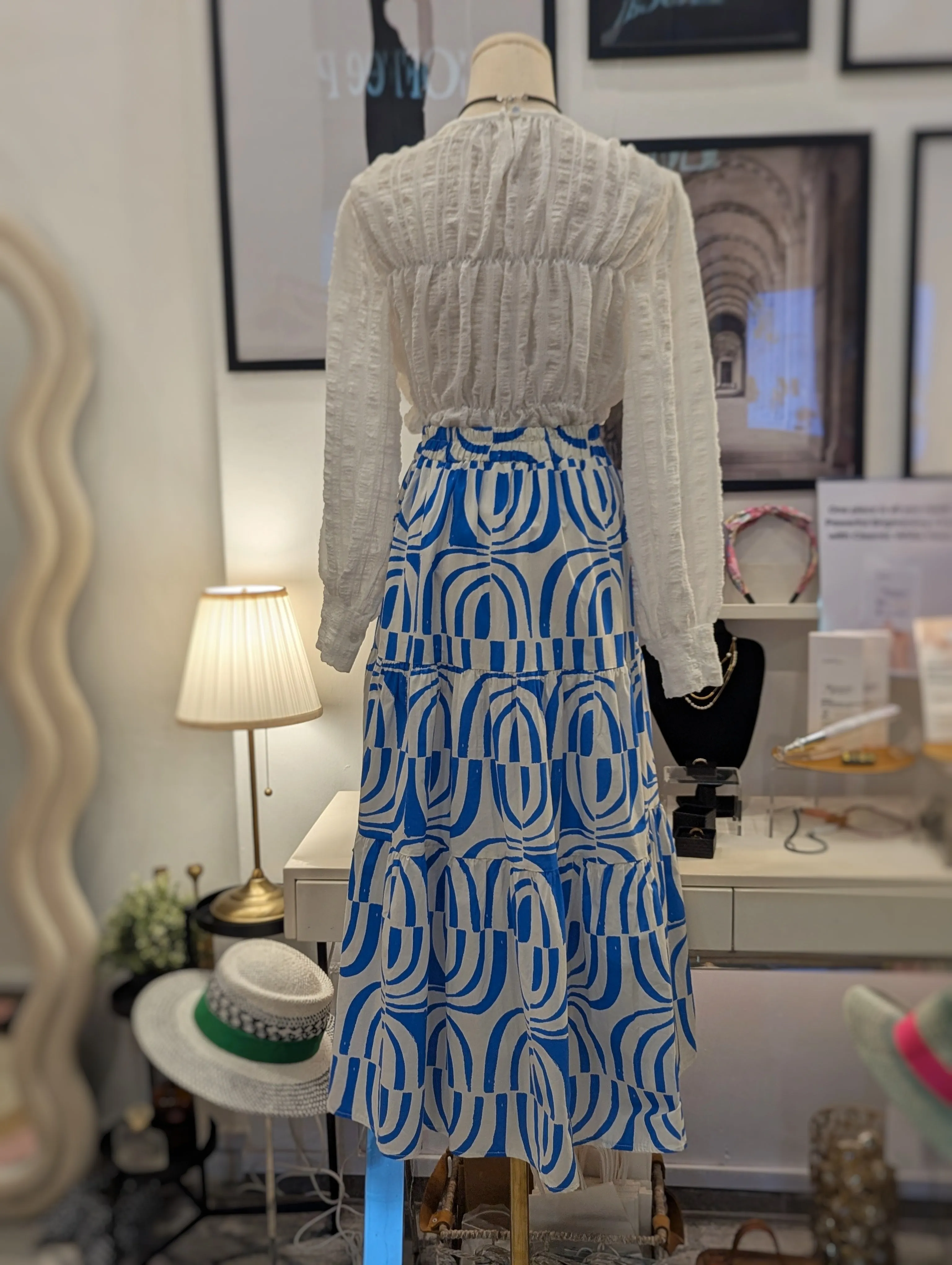 Santorini Banded Cotton Skirt