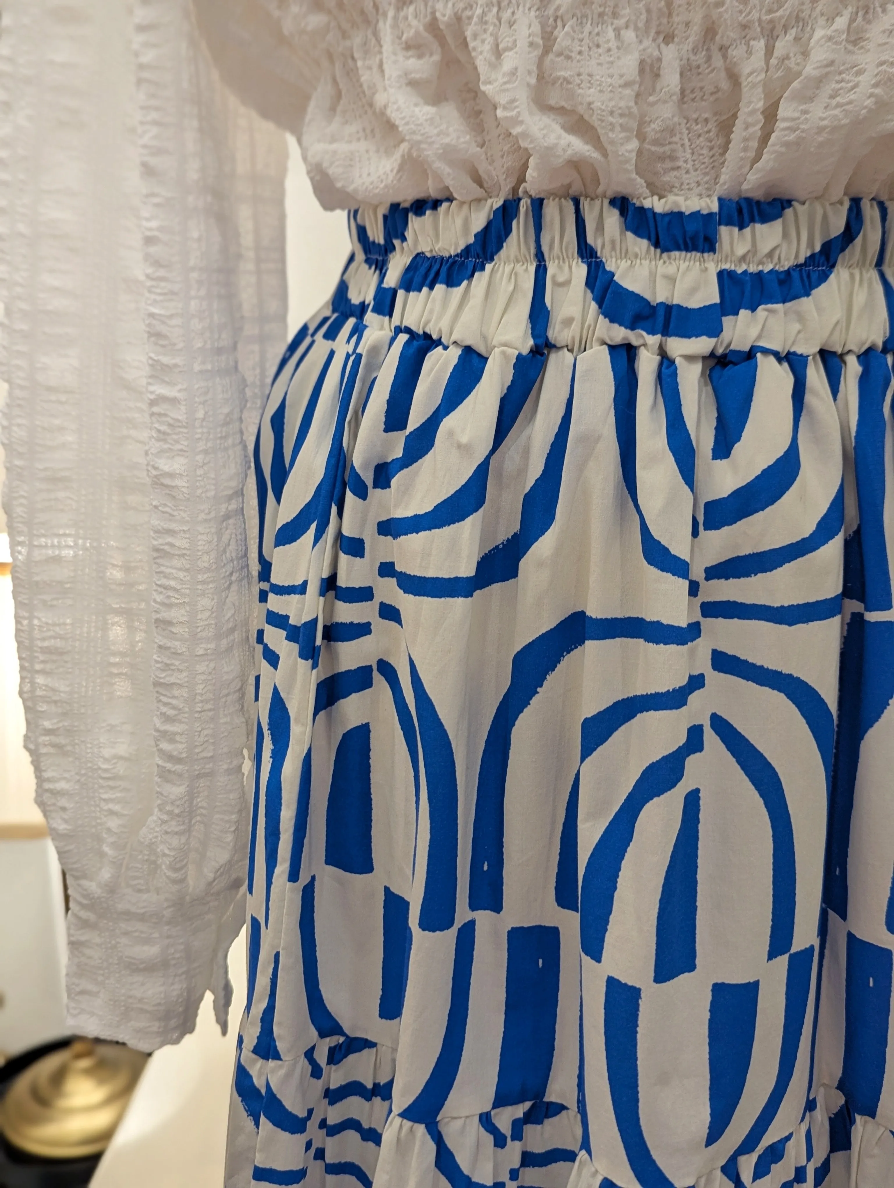Santorini Banded Cotton Skirt
