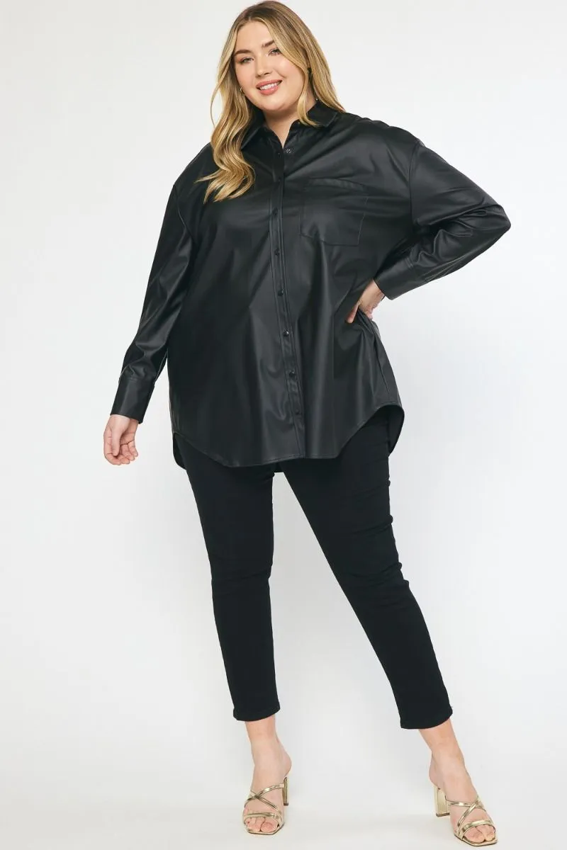 Serving It Up Metallic Button Up - Regular and Plus!