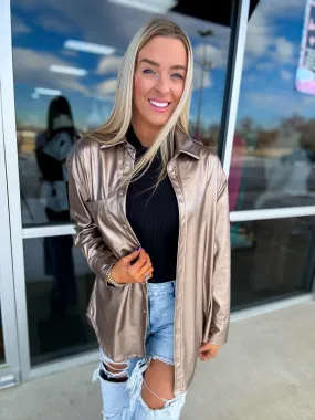 Serving It Up Metallic Button Up - Regular and Plus!
