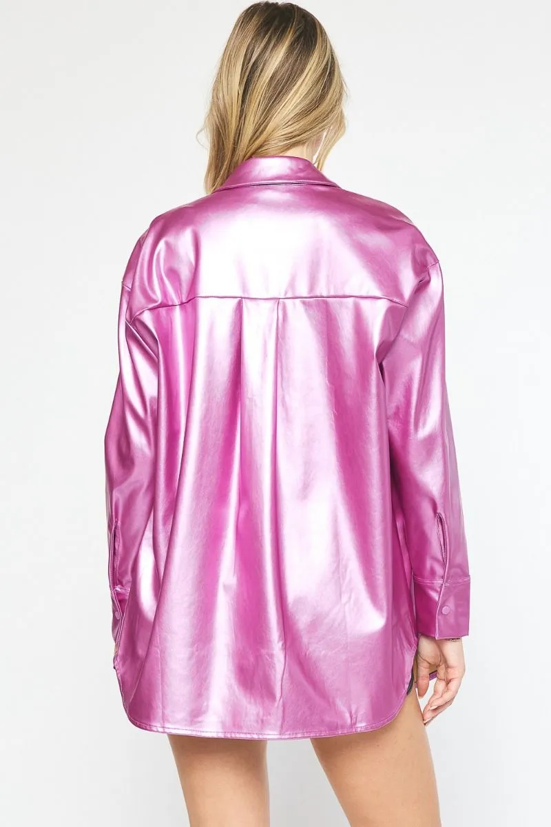Serving It Up Metallic Button Up - Regular and Plus!