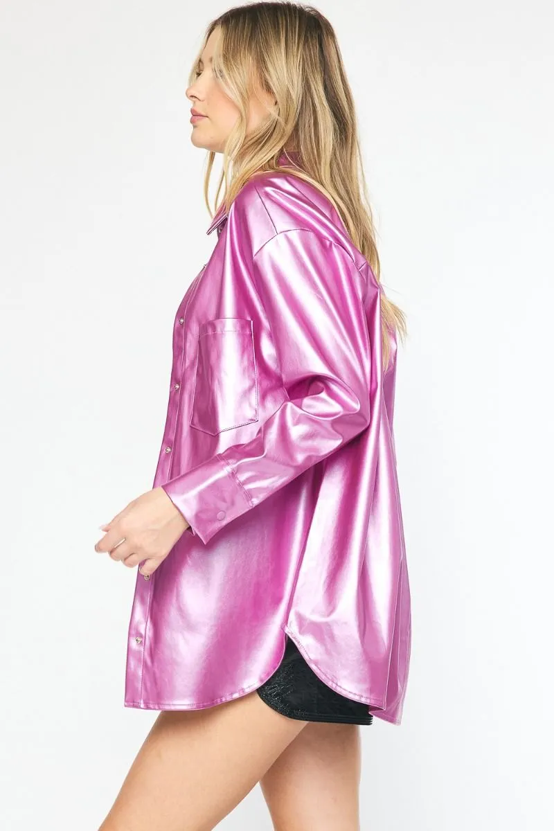 Serving It Up Metallic Button Up - Regular and Plus!