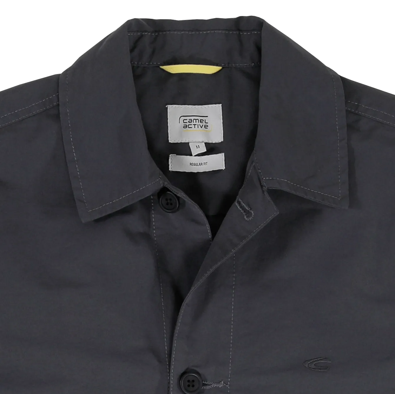 Shacket in Regular Fit with Point Collar in Blue Gray Cotton Nylon