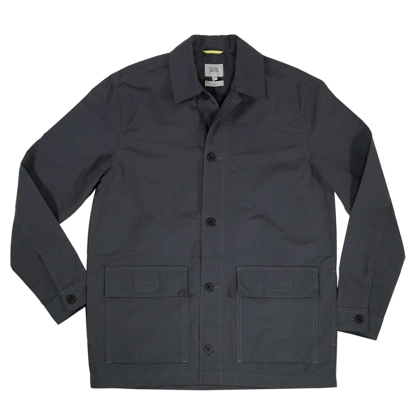 Shacket in Regular Fit with Point Collar in Blue Gray Cotton Nylon