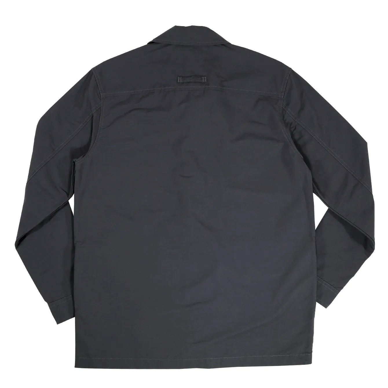 Shacket in Regular Fit with Point Collar in Blue Gray Cotton Nylon