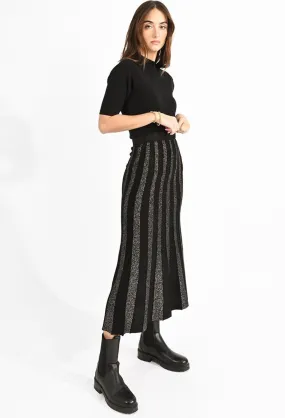 Silver Stripe Knit Skirt