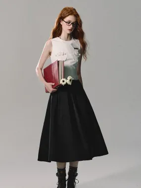Simple Flare A-Line Plain Long-Skirt