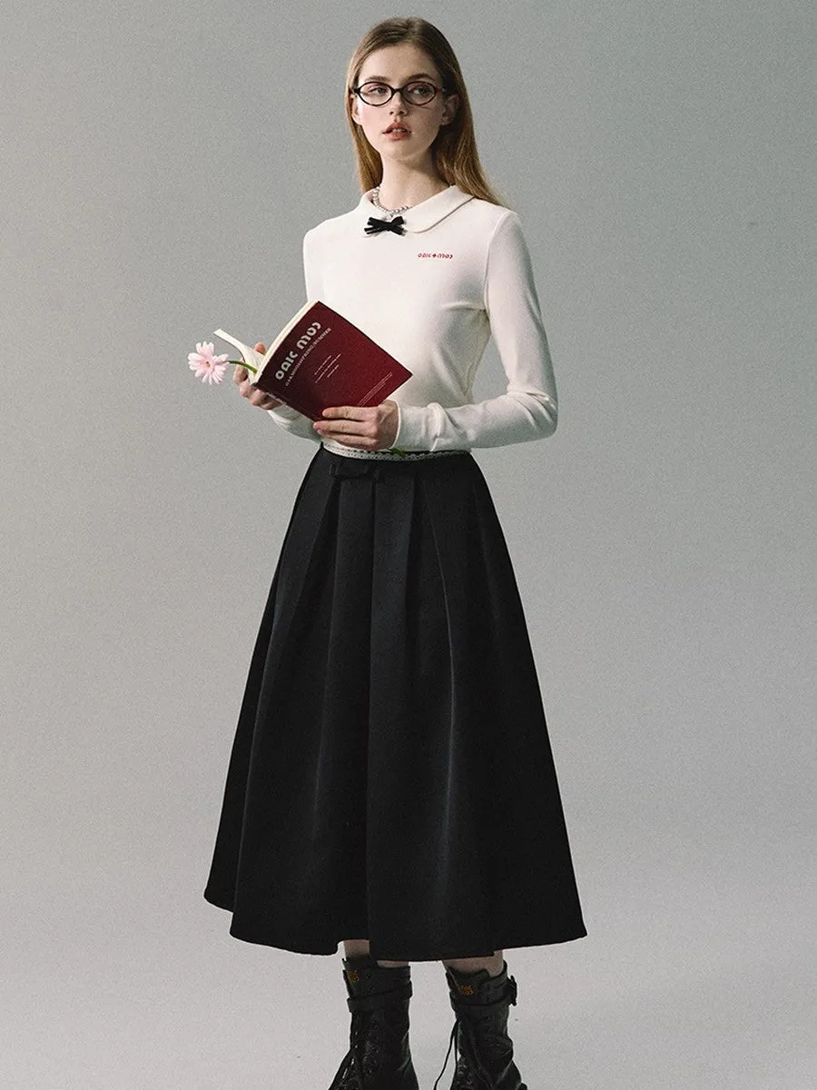 Simple Flare A-Line Plain Long-Skirt