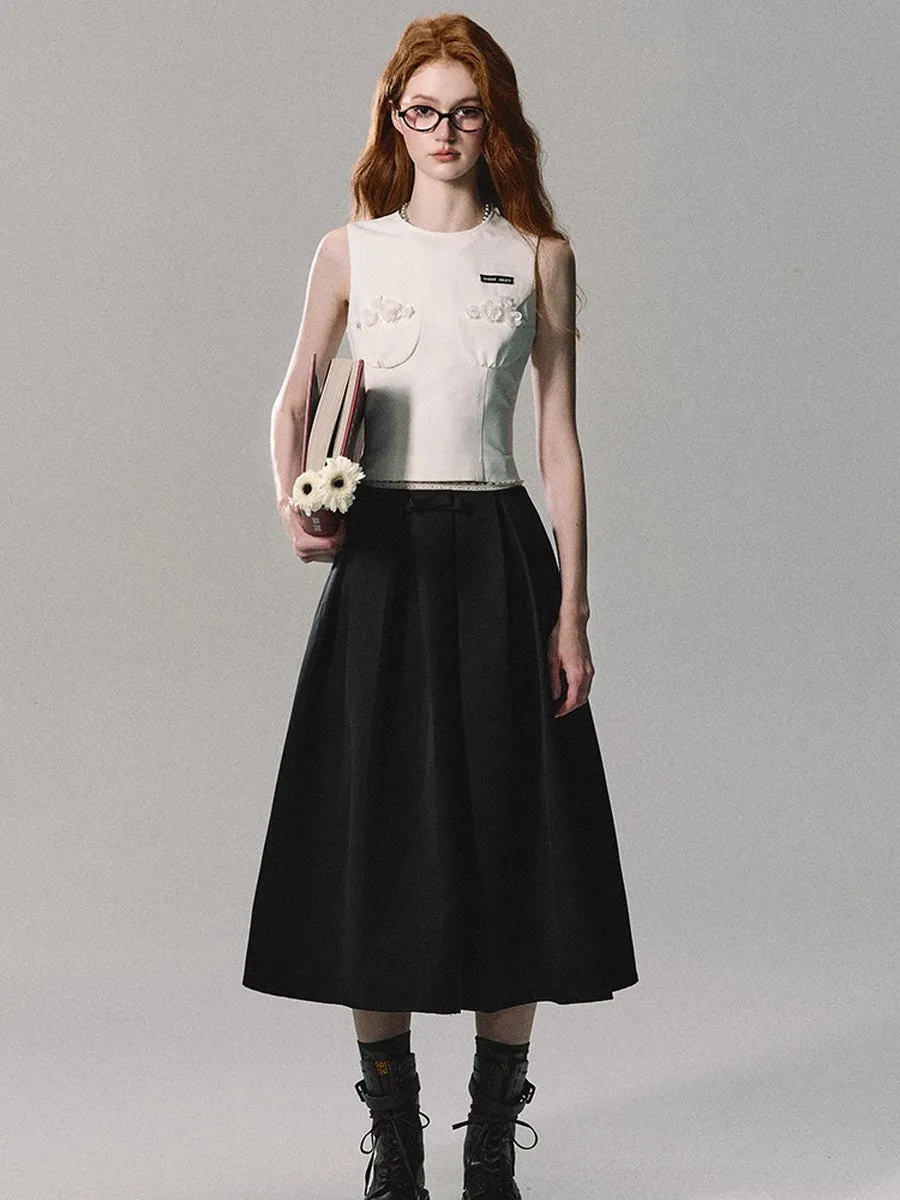 Simple Flare A-Line Plain Long-Skirt