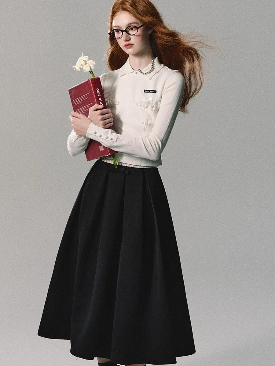 Simple Flare A-Line Plain Long-Skirt