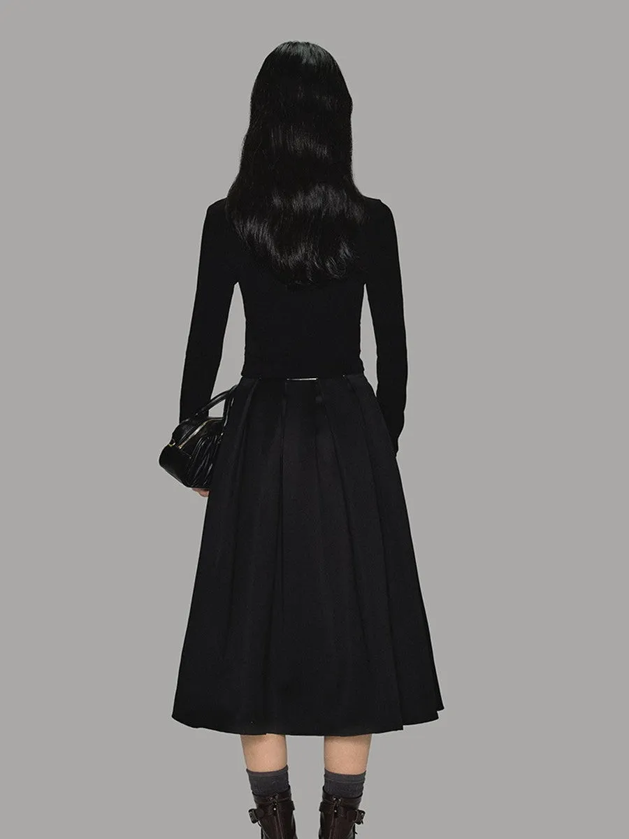 Simple Flare A-Line Plain Long-Skirt