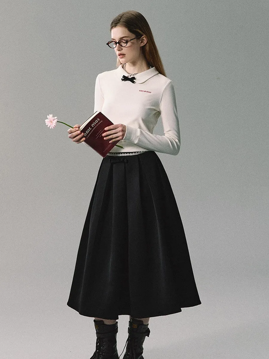 Simple Flare A-Line Plain Long-Skirt