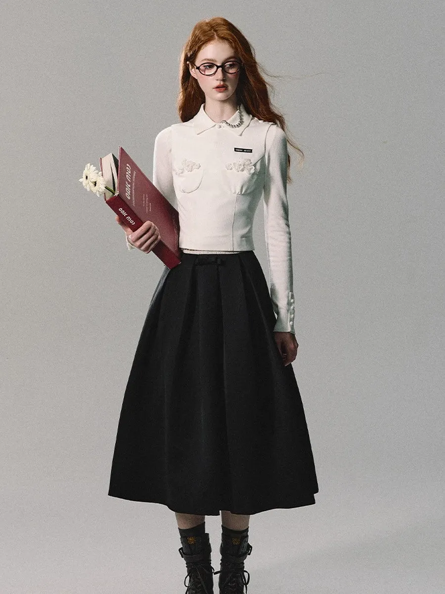 Simple Flare A-Line Plain Long-Skirt