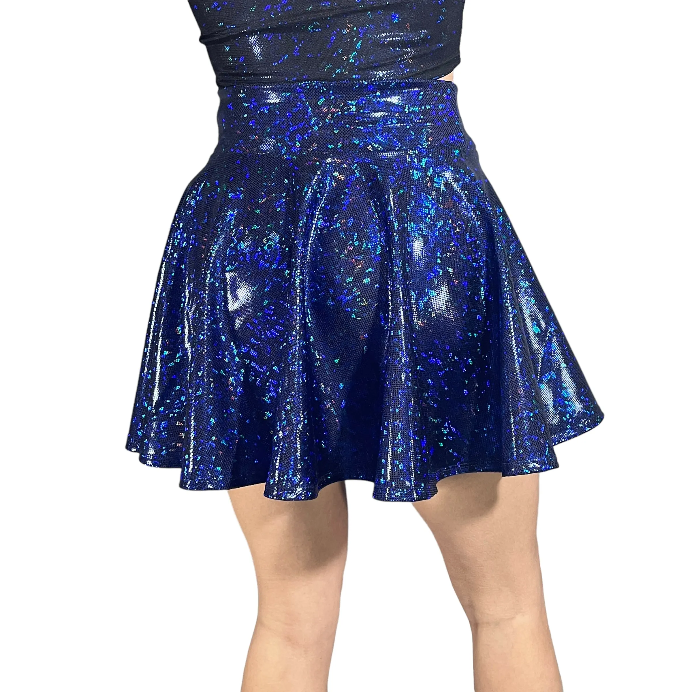 Skater Skirt - Dark Blue Shattered Glass Holographic