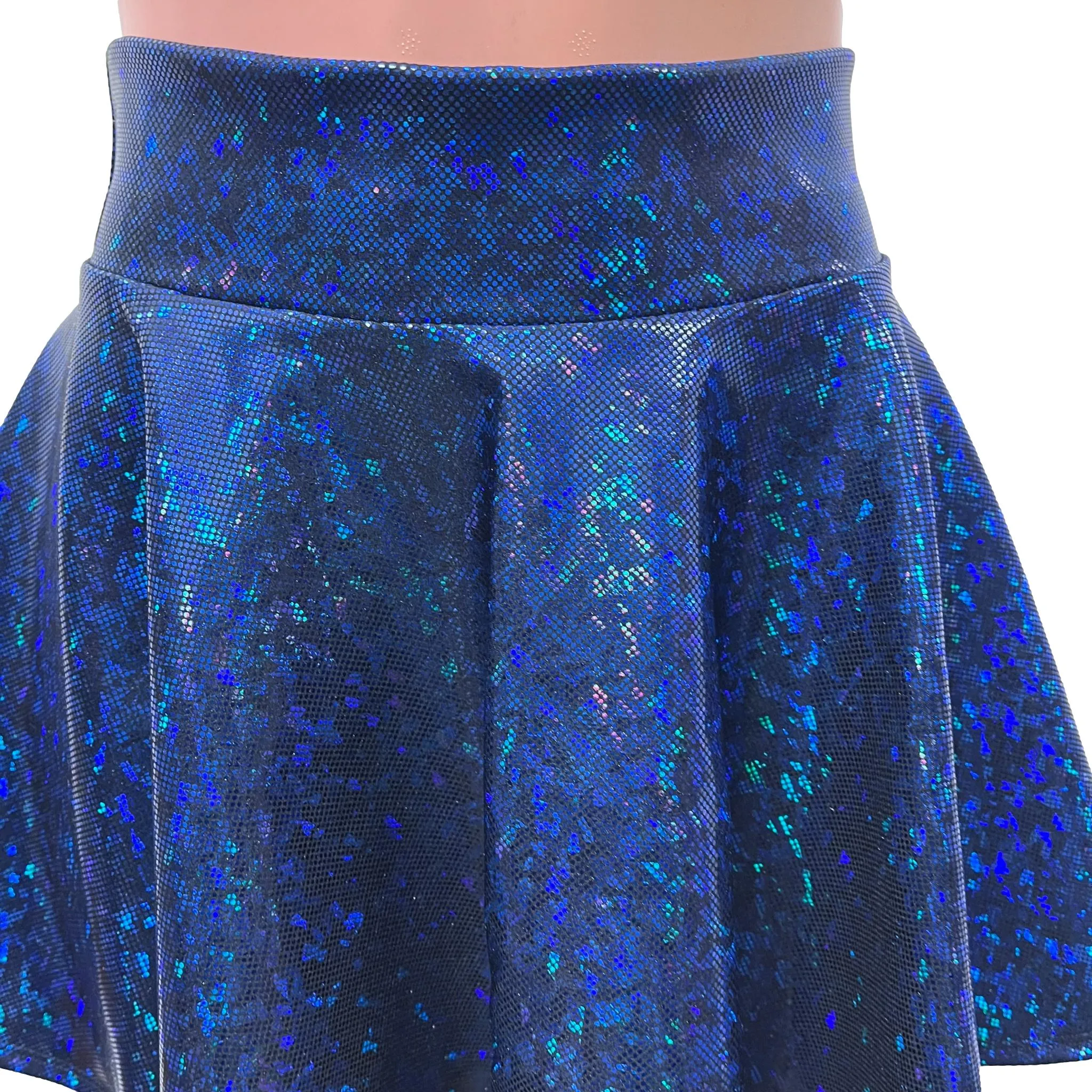 Skater Skirt - Dark Blue Shattered Glass Holographic