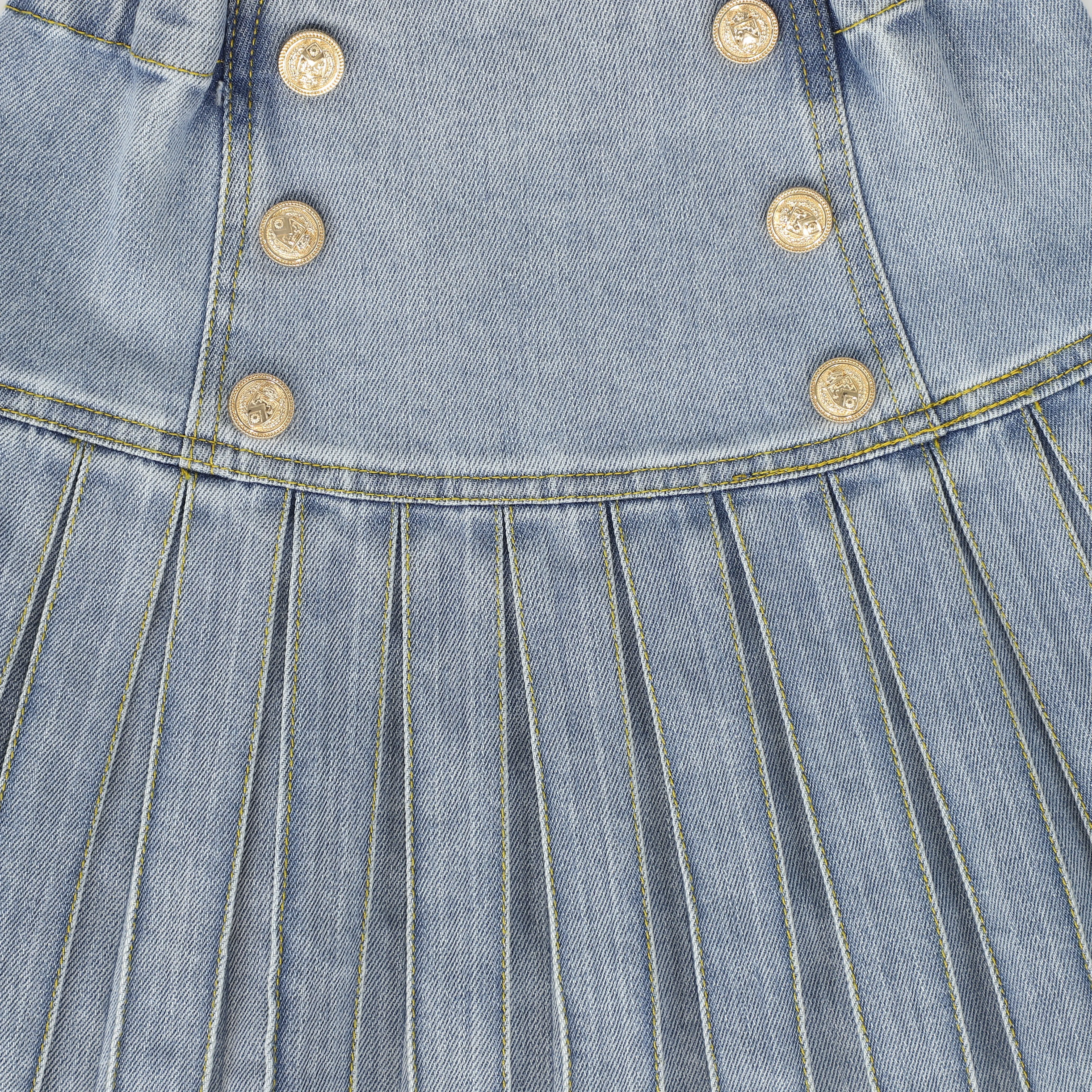 skirt pleated orange stitching - light denim