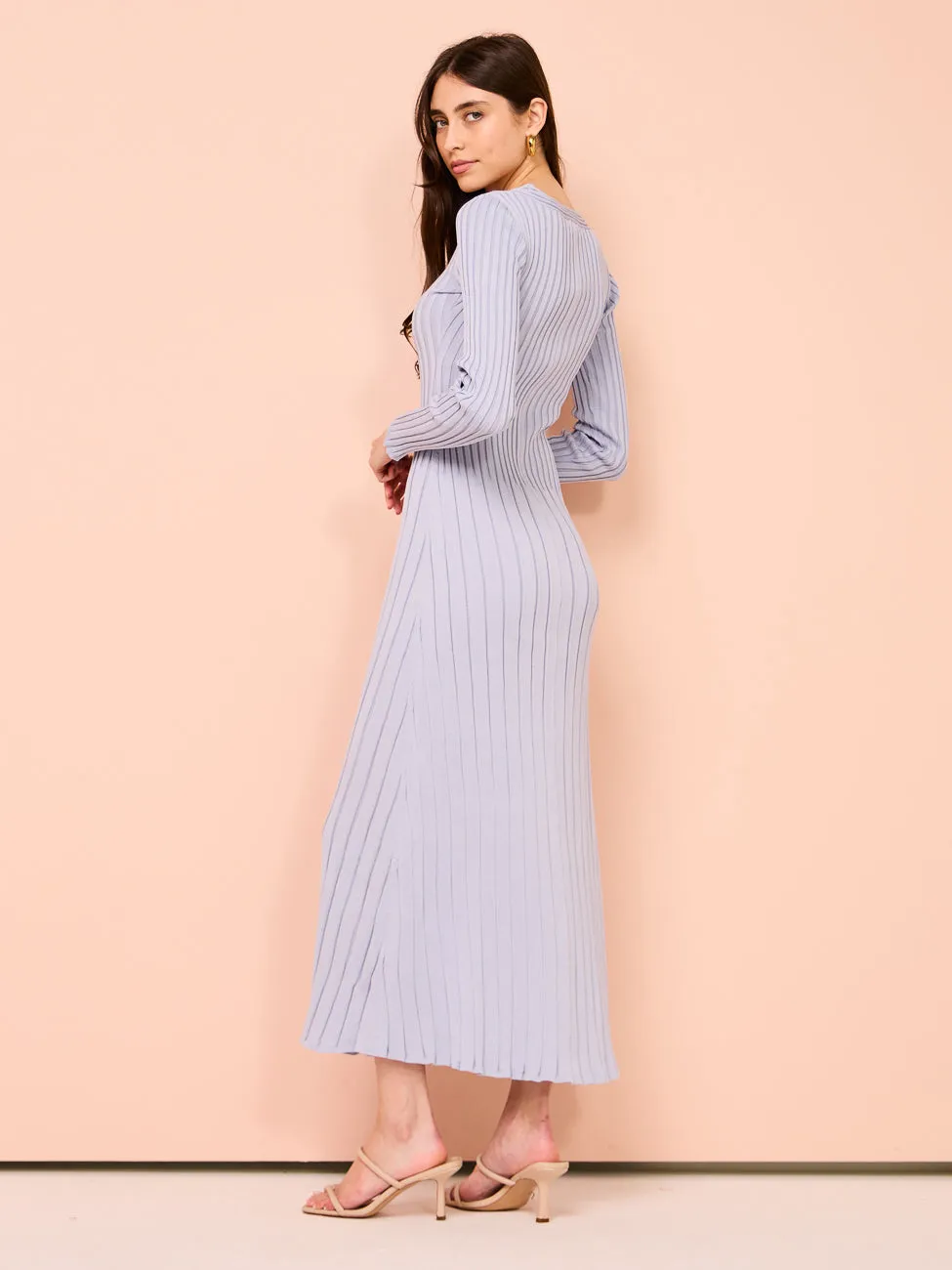 Sovere Lace Long Sleeve Midi Dress in Dawn Blue