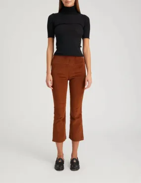 SPRWMN Dark Cognac Brown Crop Flare Corduroy