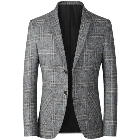 Stylish Checked Blazer for Men Casual Business In Spring and Autumn Men Blazer Trajes De Boda Para Hombre Completos - S4807271
