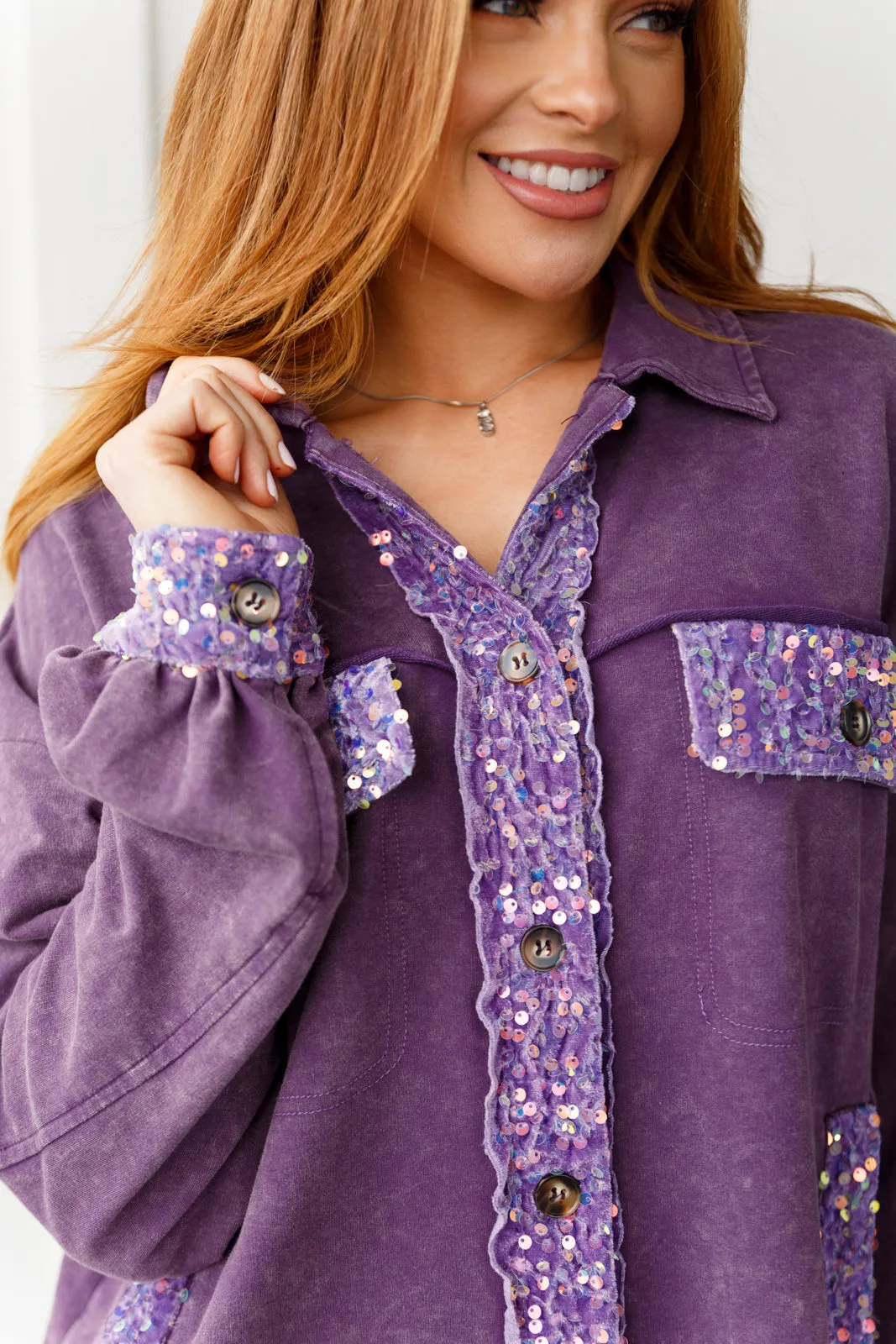 Swifty Sequins Shacket in Purple