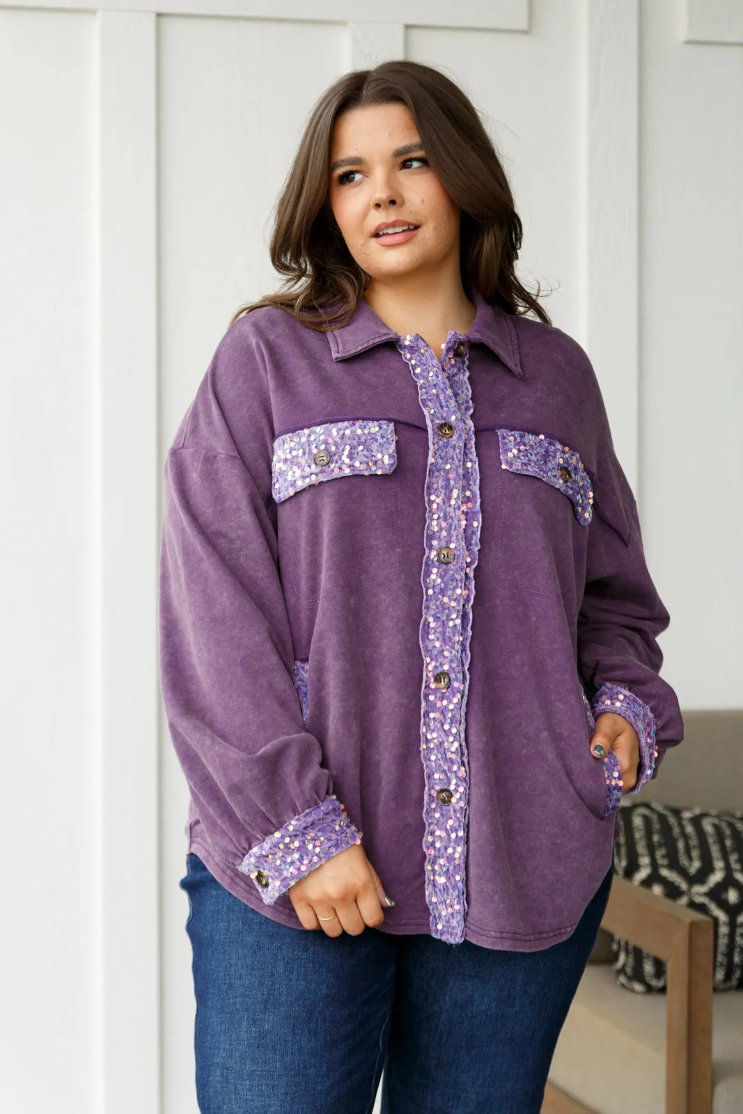 Swifty Sequins Shacket in Purple