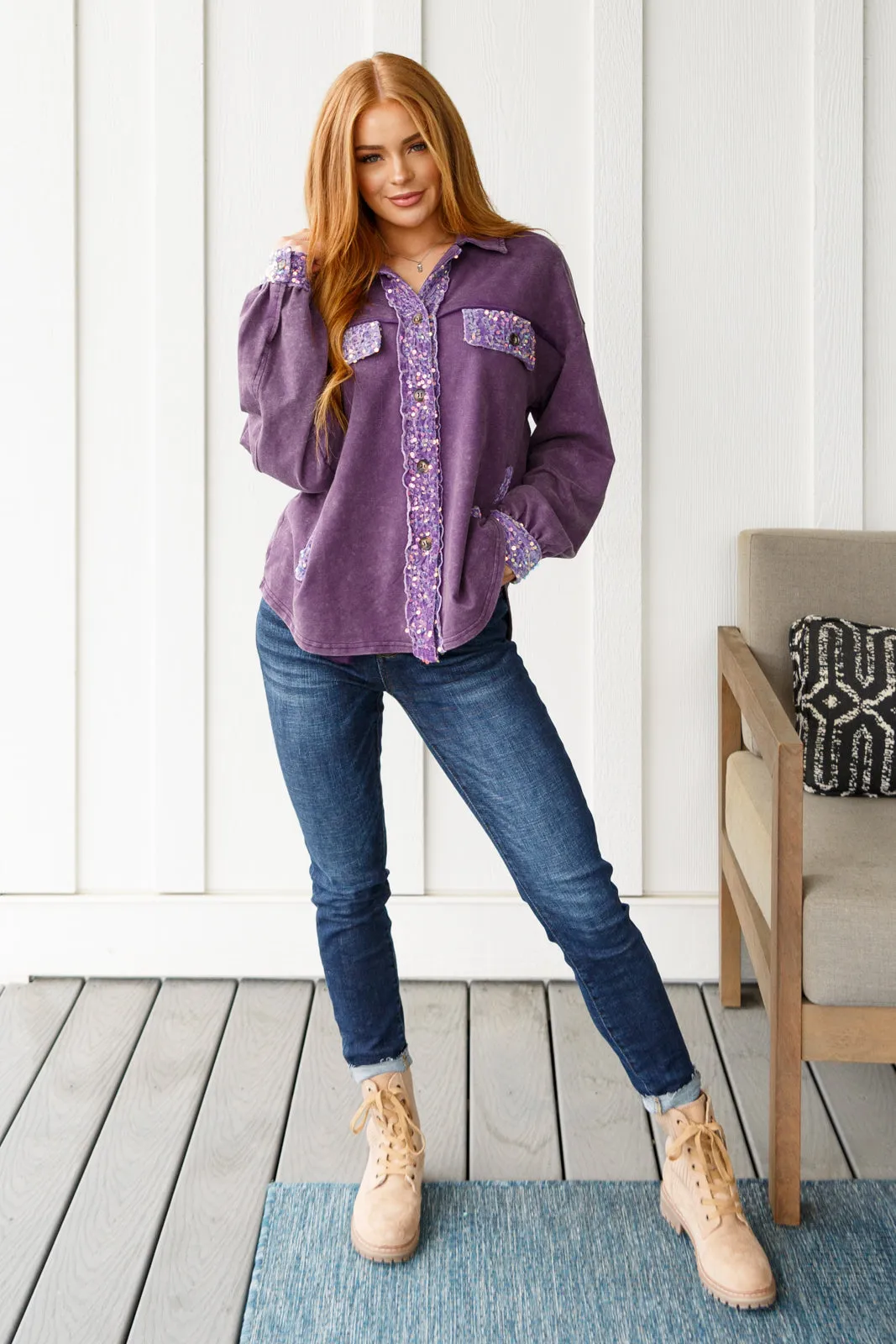 Swifty Sequins Shacket in Purple