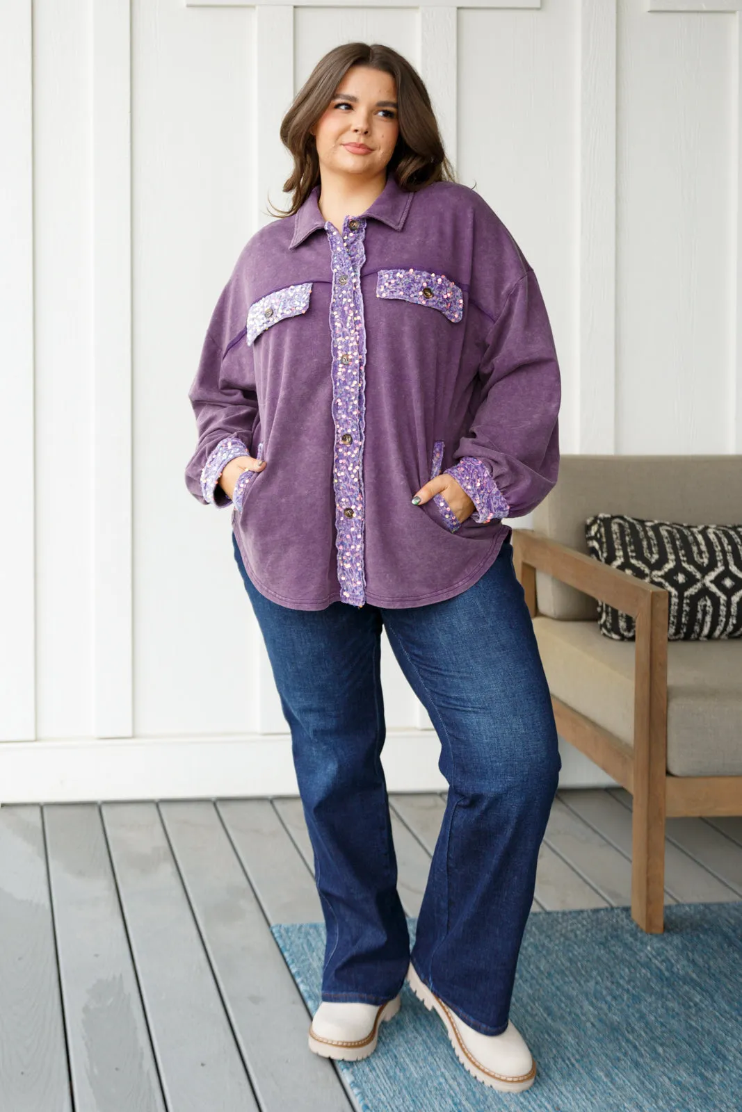 Swifty Sequins Shacket in Purple