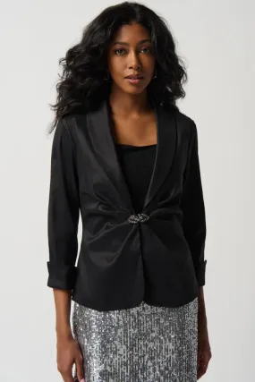 Taffeta Fitted Blazer With Shawl Collar