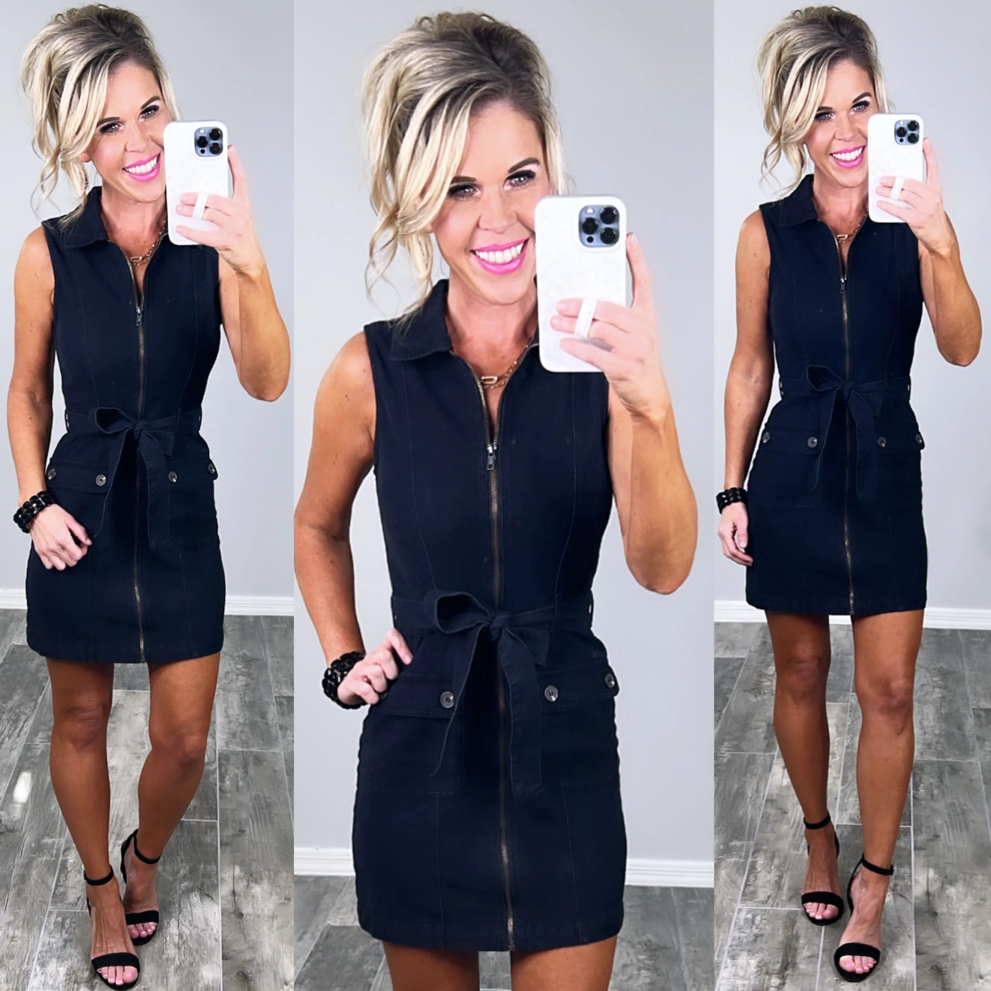 Taking All The Attention Denim Dress - Black