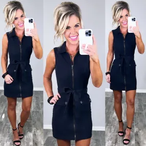 Taking All The Attention Denim Dress - Black