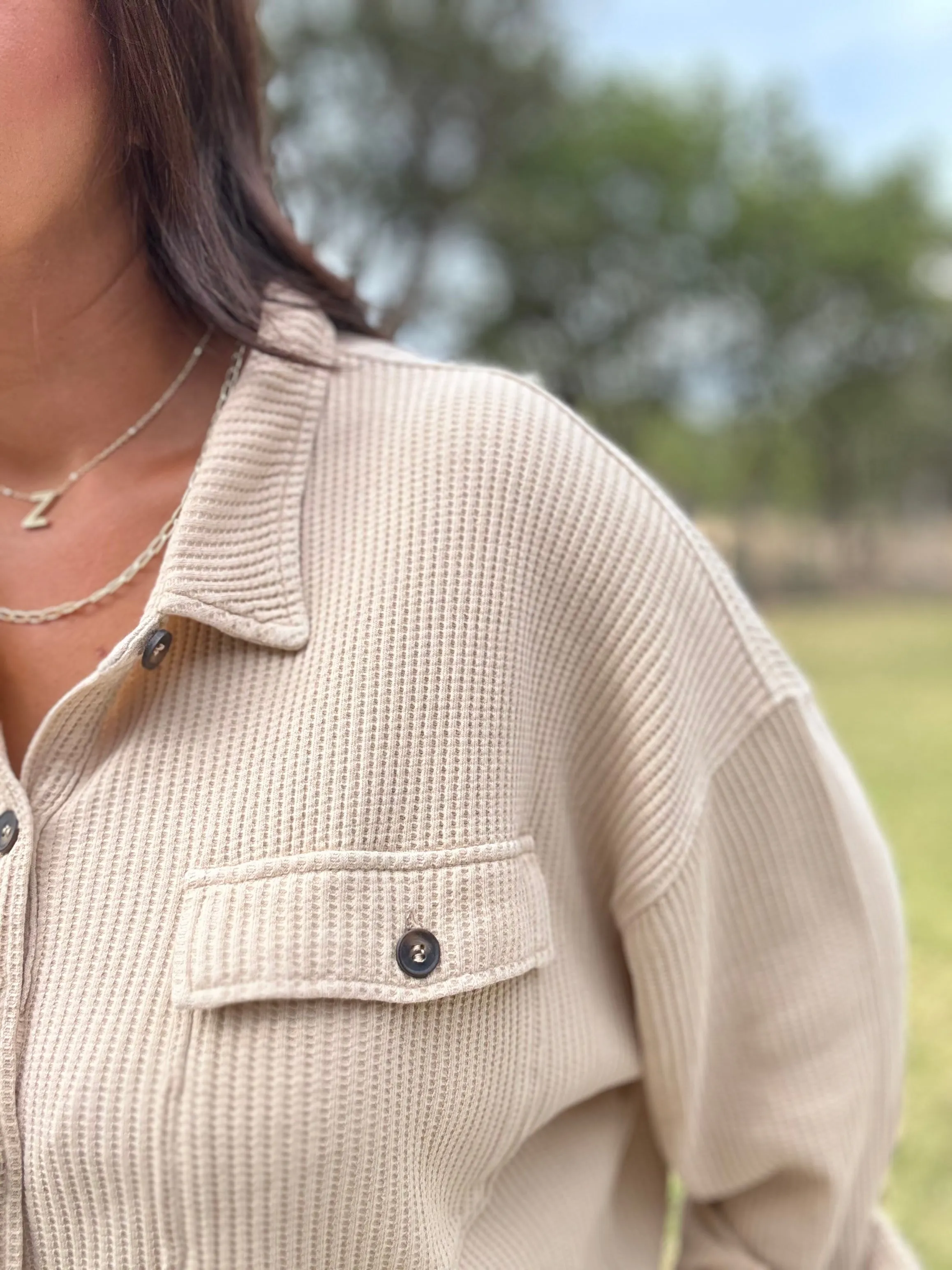 Taupe Waffle Shacket