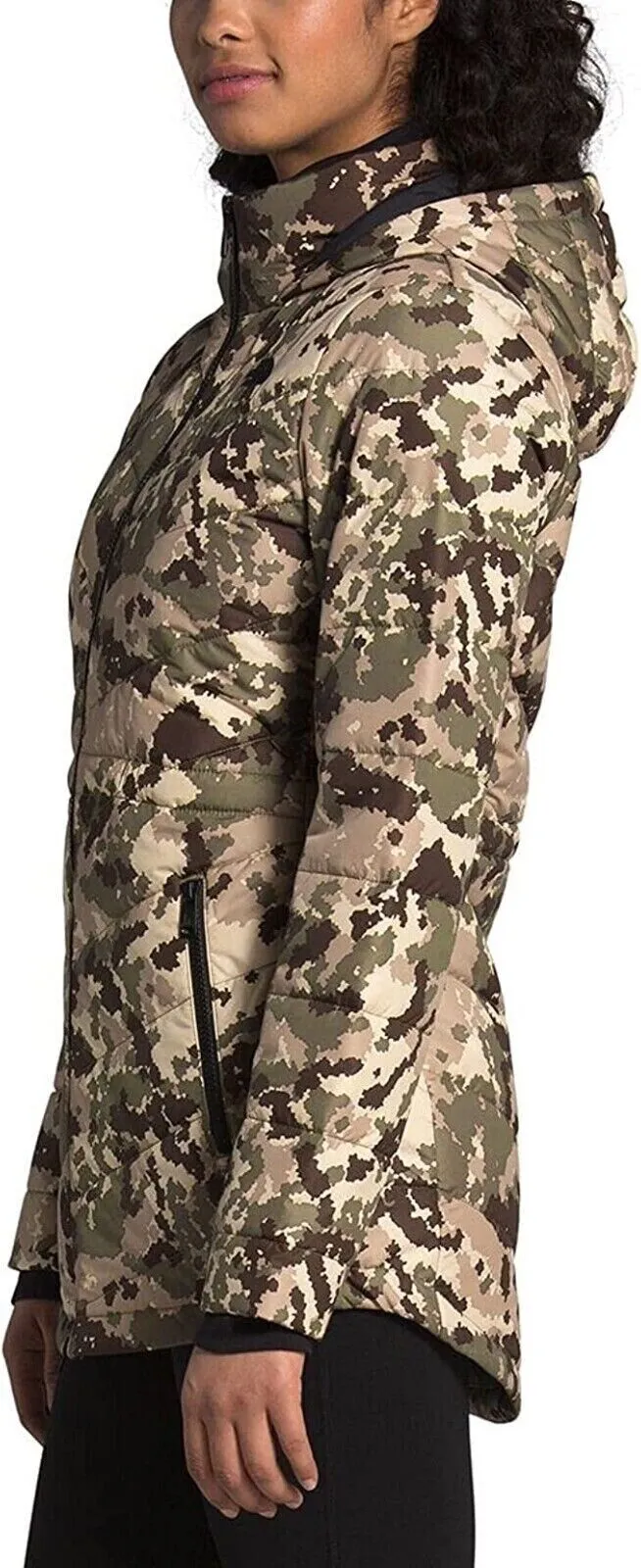 The North Face NF0A3XDBSX1 Womens Olive Green Print Tamburello Parka Jacket NF44