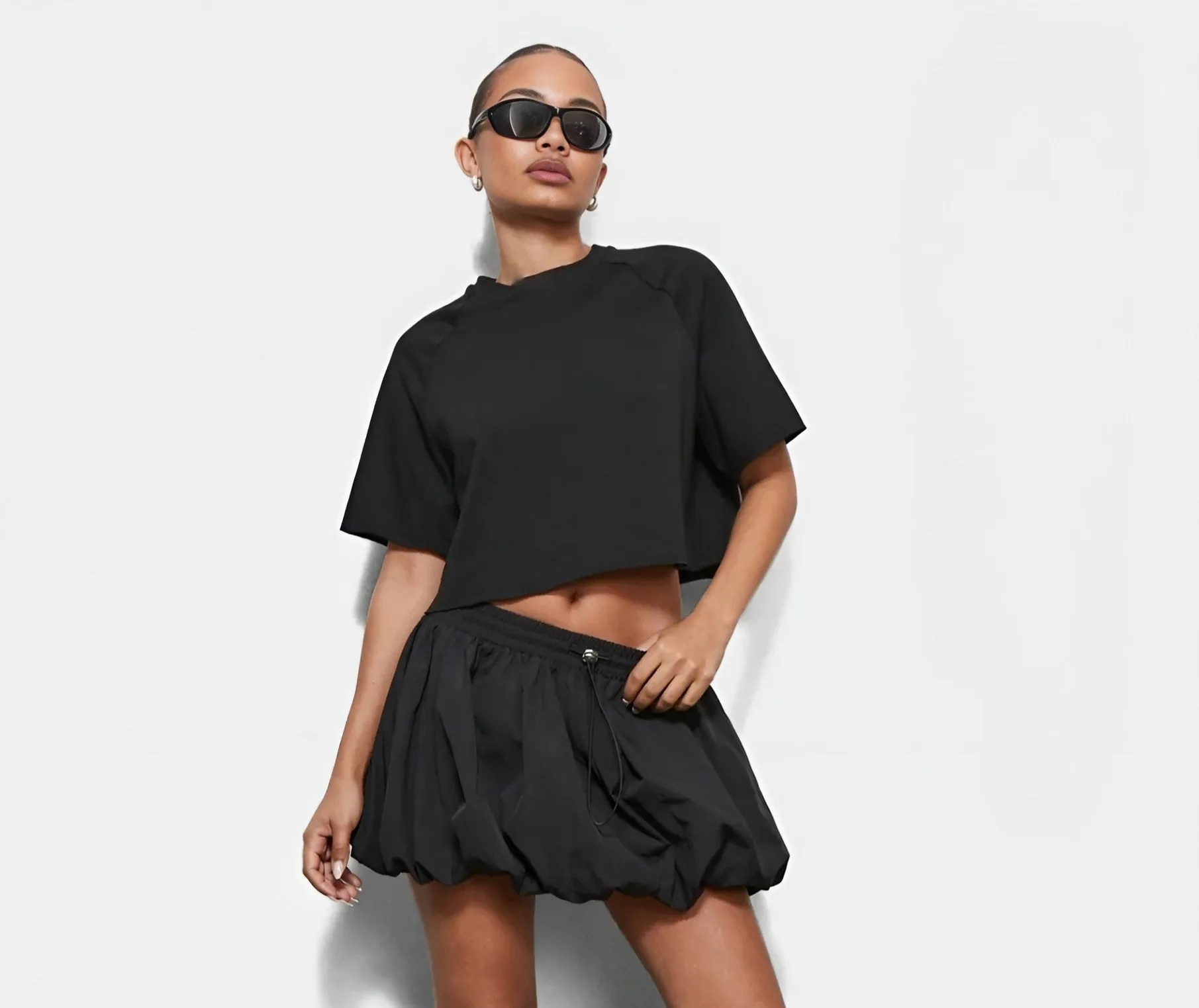Tiffany Bubble Hem Mini Skirt - Black