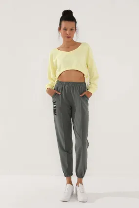 TMY Çağla Summer Embroidered Comfortable Fit Elastic Cuff Women's Sweatpants - 94571 - Torres Novas