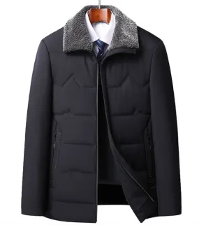 Tommy™ fluwelen dikke kraag gevoerde zwarte parka winterjas